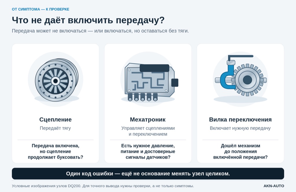 Сцепление, мехатроник и вилка переключения DSG как возможные причины пропажи передач