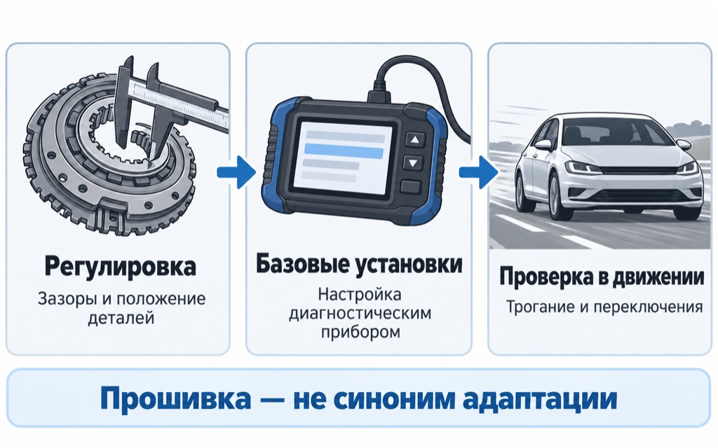 Различие механической регулировки сцепления, базовых установок и проверки в движении
